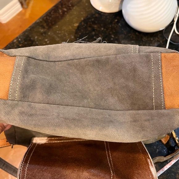 Myra Bag Seeds of Love Genuine Hair-On Cowhide Leather Canvas Crossbody Bag - Picture 5 of 7